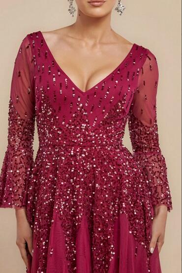 Multi-colored tulle dress lined with multi-color sequins 0956