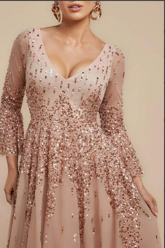 Multi-colored tulle dress lined with multi-color sequins 0956