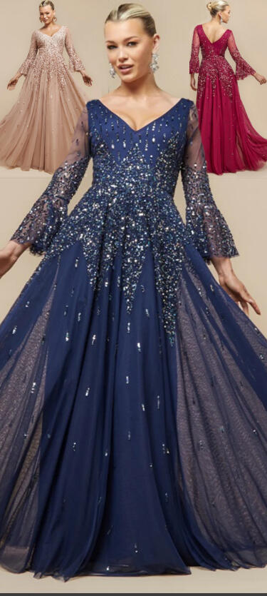 Abito in vari colori in tulle foderato con paillettes multicolour 0956