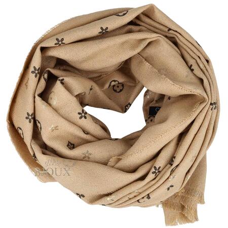Sciarpa donna Golden Bloom Brown Viscosa Cashmere e Lana