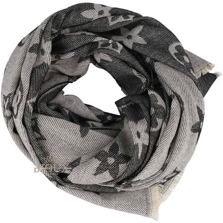 Sciarpa donna Luxe Monogram Grey Viscosa Cashmere e Lana 