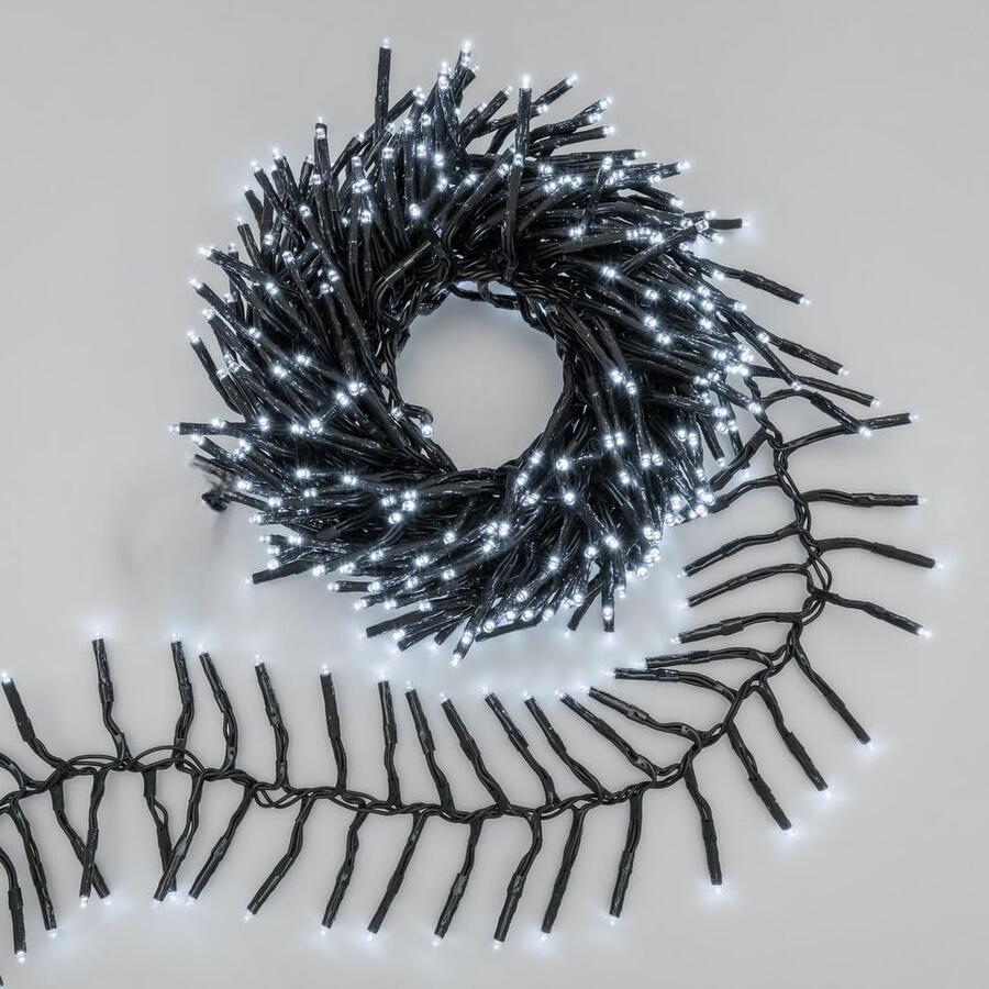 Luci di Natale Natalizie 2000 Led BIANCO FREDDO a Grappolo per ESTERNO/INTERNO 29 metri con 8 Giochi di luce, Timer, Cavo verde, Catena luminosa natalizia per Albero