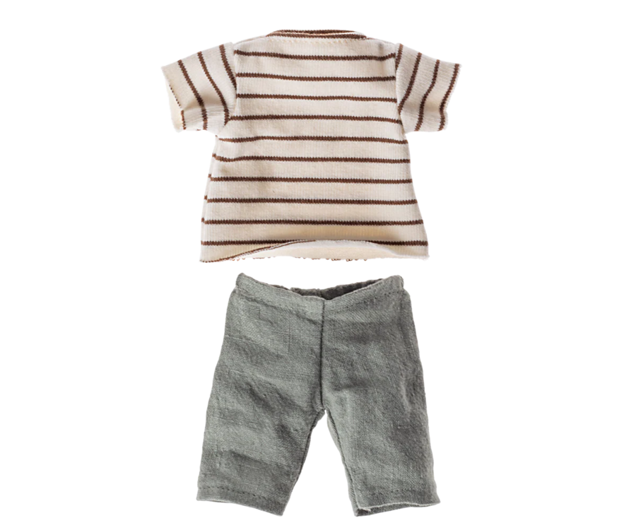 Completino maglietta a righe e pantaloncini per Elfo