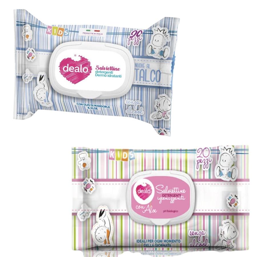 DEALO SALVIETTINE IMBEVUTE KIDS 20 PEZZI (Confezione da 48 pezzi) 