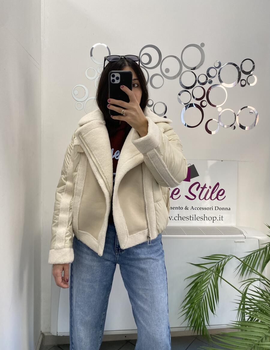 NOVITÀ Giubbotto bomber con inserti eco montone