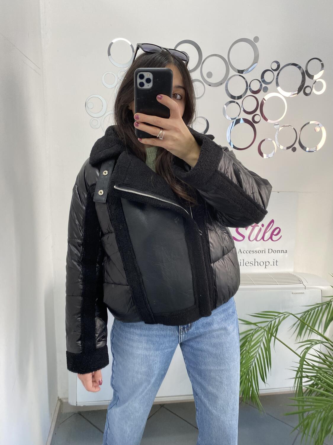 NOVITÀ Giubbotto bomber con inserti eco montone