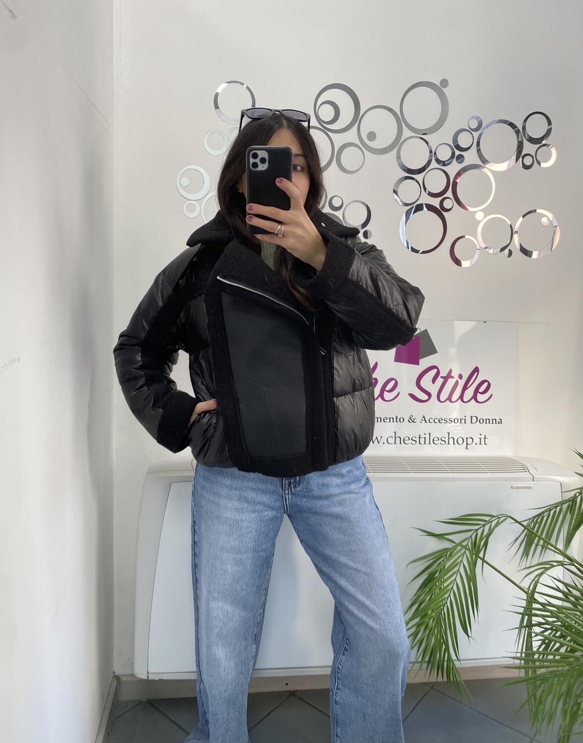 NOVITÀ Giubbotto bomber con inserti eco montone