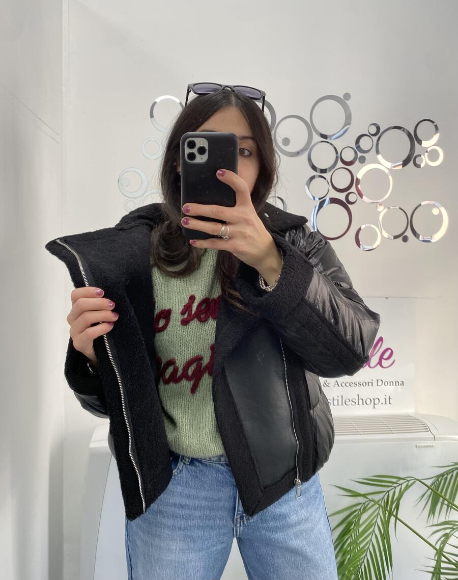 NOVITÀ Giubbotto bomber con inserti eco montone