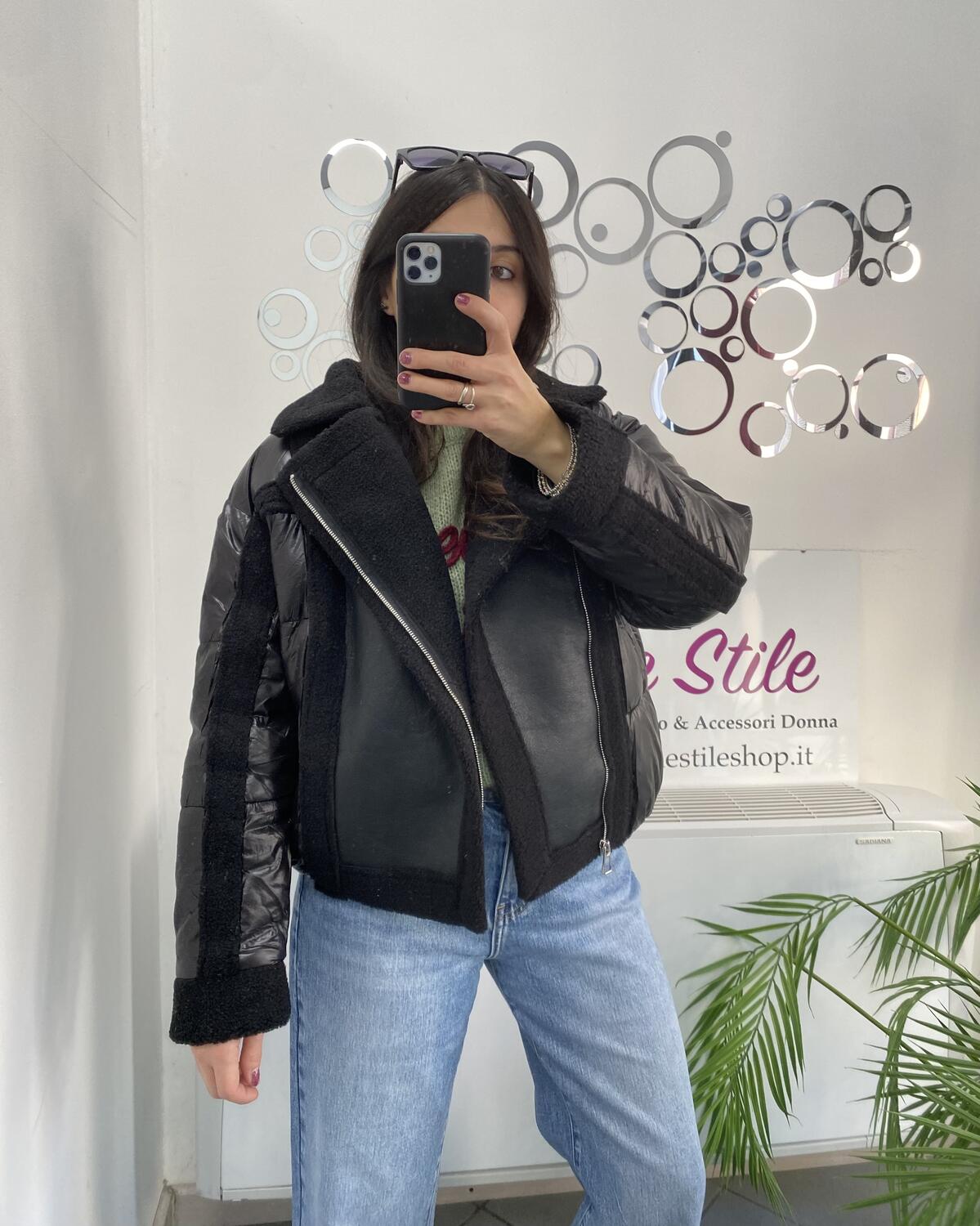 NOVITÀ Giubbotto bomber con inserti eco montone