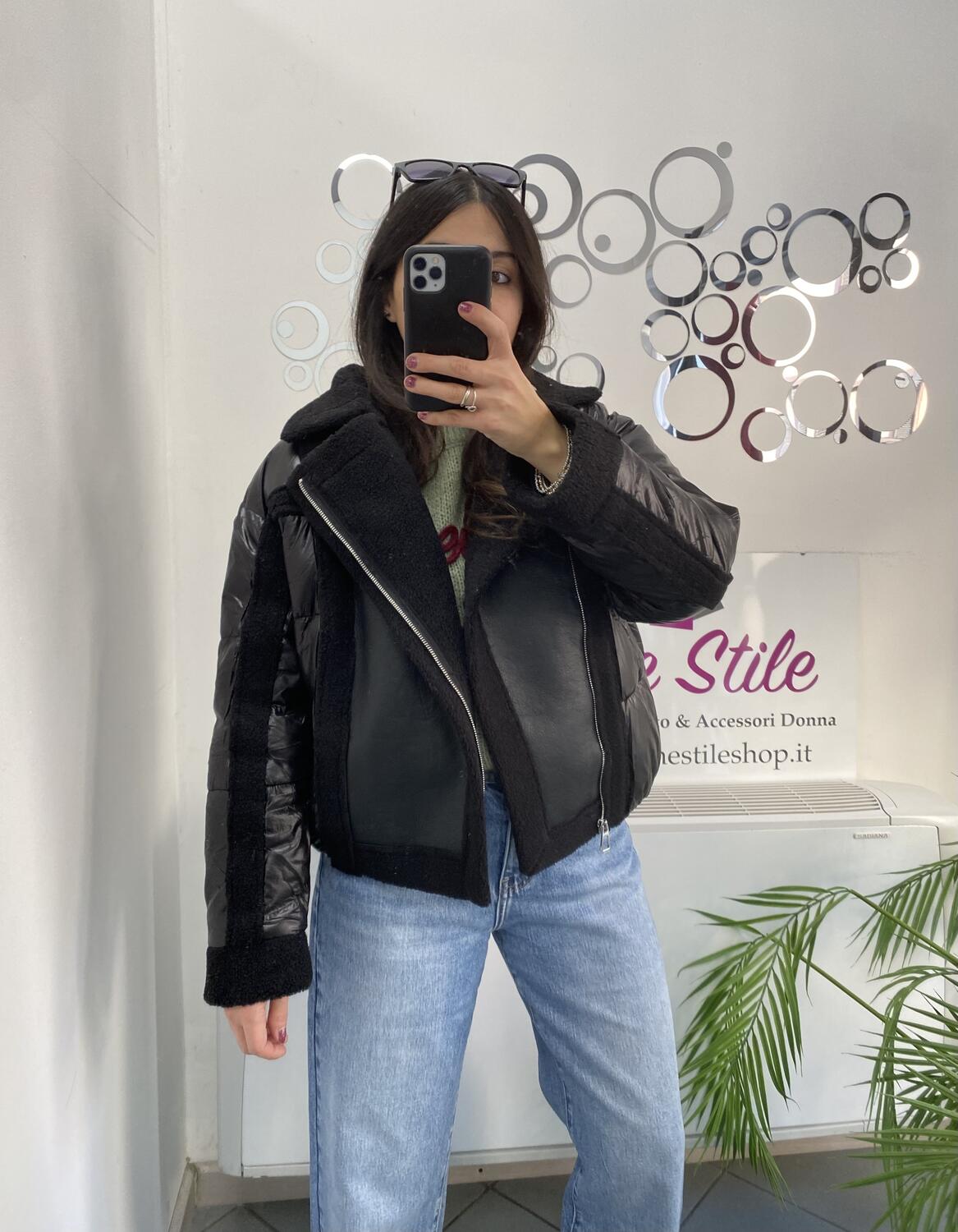 NOVITÀ Giubbotto bomber con inserti eco montone