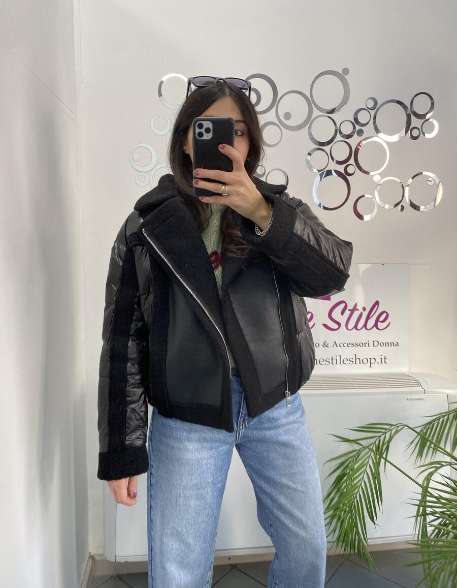 NOVITÀ Giubbotto bomber con inserti eco montone