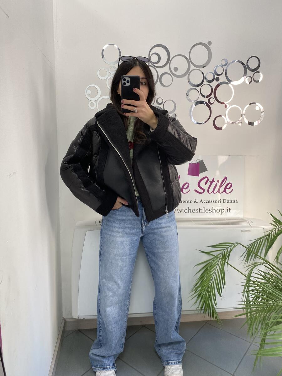 NOVITÀ Giubbotto bomber con inserti eco montone