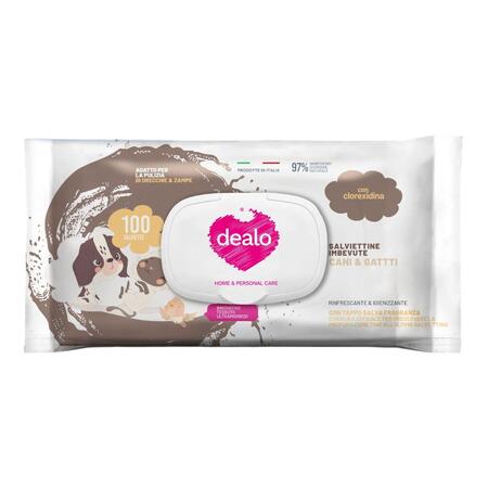 DEALO SALVIETTINE CANI E GATTI 100 PEZZI (Confezione da 12 pezzi) 