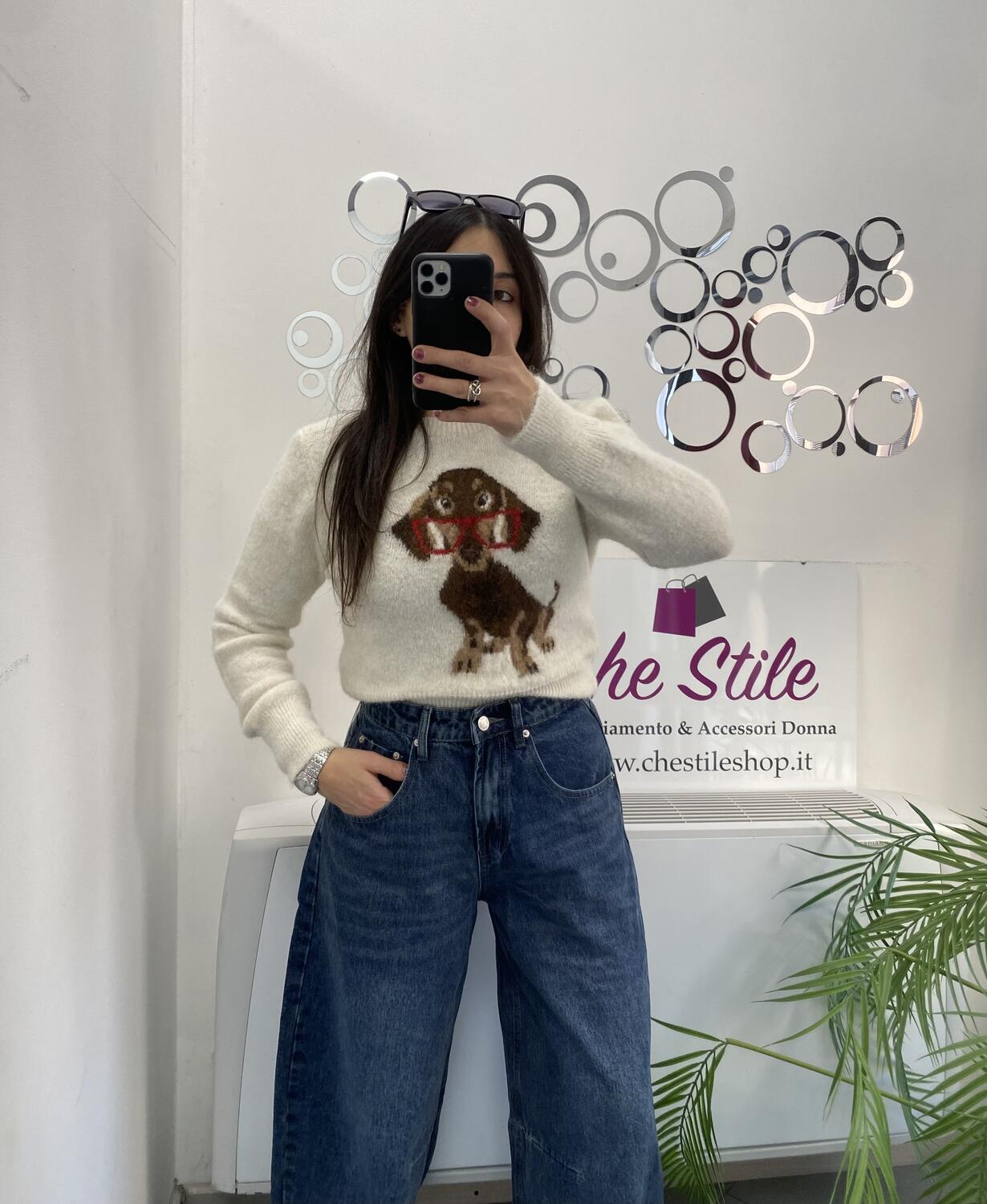 NOVITÀ Pull cagnolino misto lana e mohair