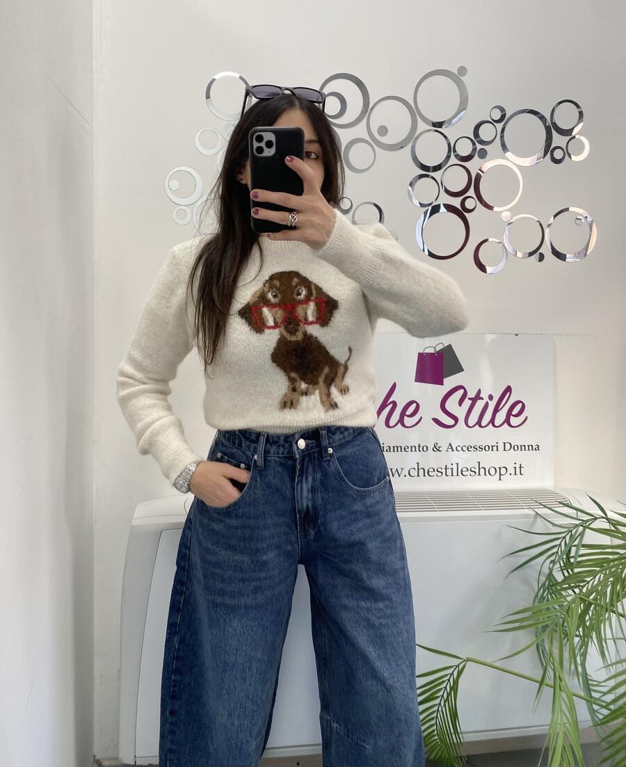 NOVITÀ Pull cagnolino misto lana e mohair