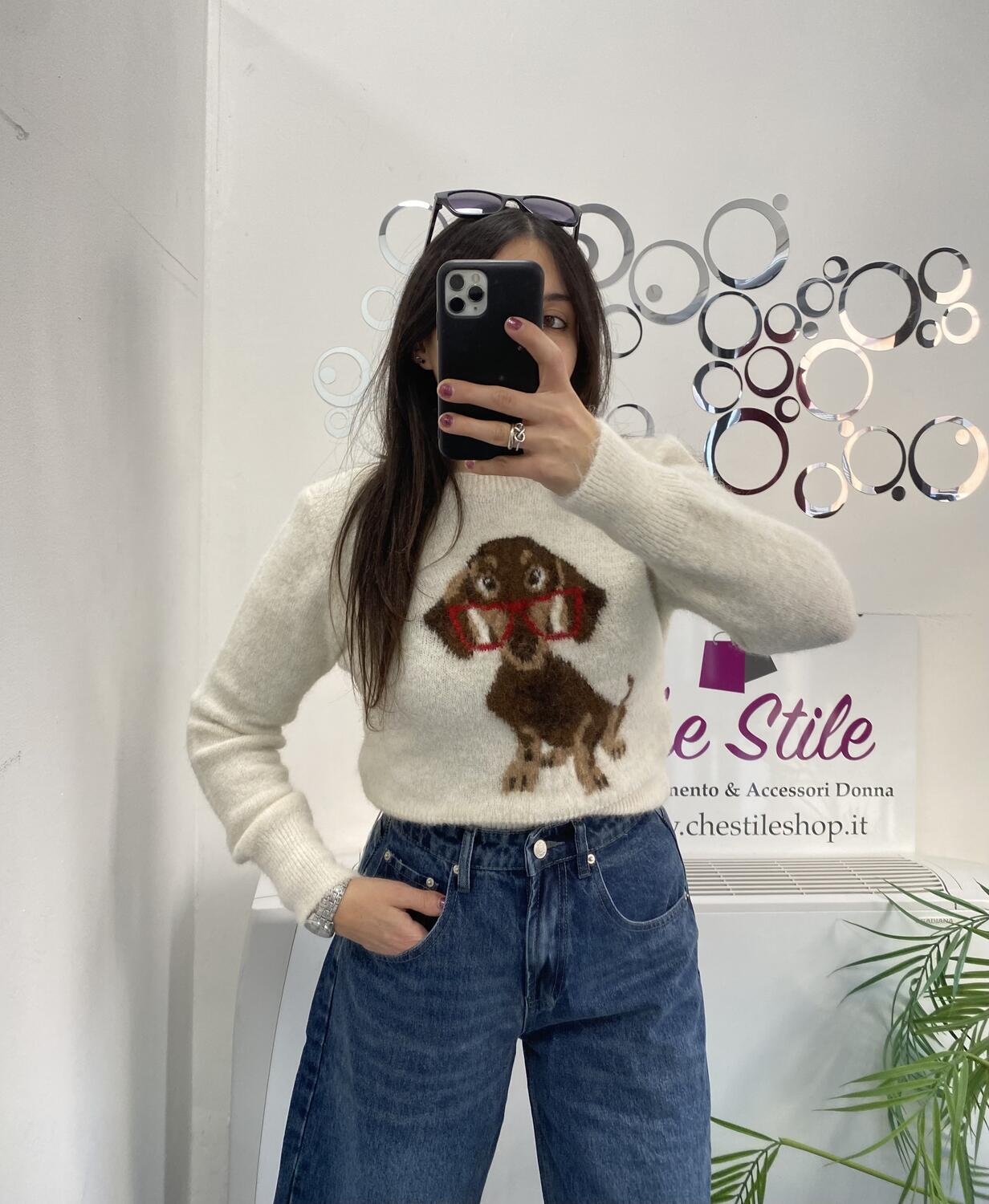 NOVITÀ Pull cagnolino misto lana e mohair