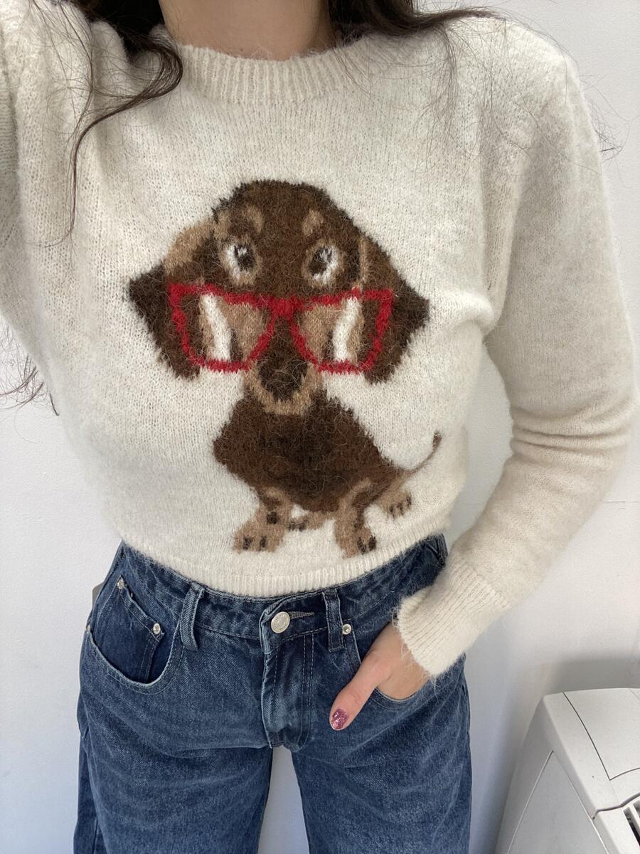 NOVITÀ Pull cagnolino misto lana e mohair