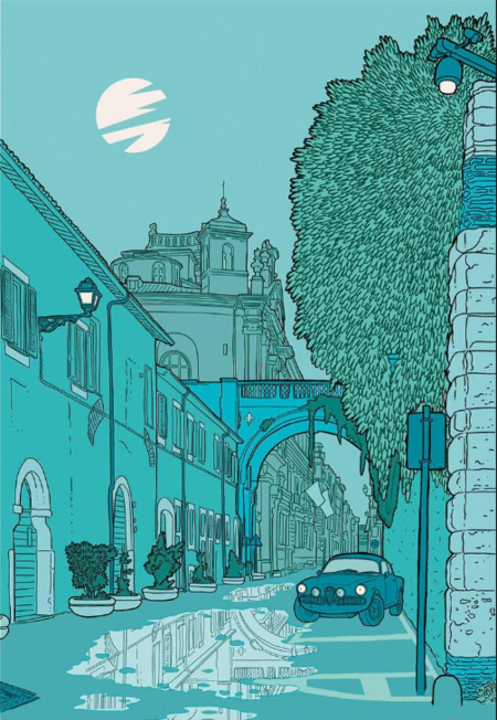 EMILIO LECCE, STAMPA SU PANNELLO FOREX ULTRA LEGGERO 70x100 cm: VIA GIULIA