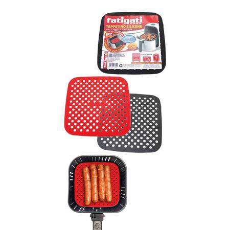 FATIGATI TAPPETINO IN SILICONE PER FRIGGITRICE AD ARIA QUADRATO 21X21 (Confezione da 12 pezzi) 