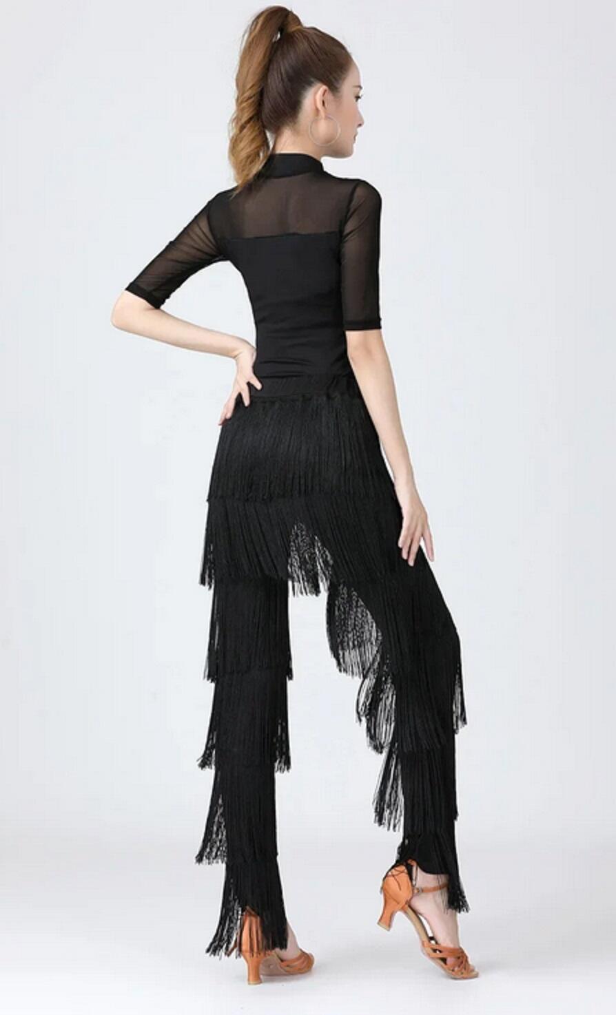 Pantaloni in tessuto tecnico con frange 1-0034