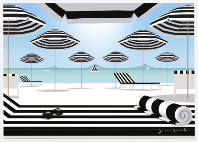 JASON BROOKS, STAMPA 56x76 cm: SUN UMBRELLAS