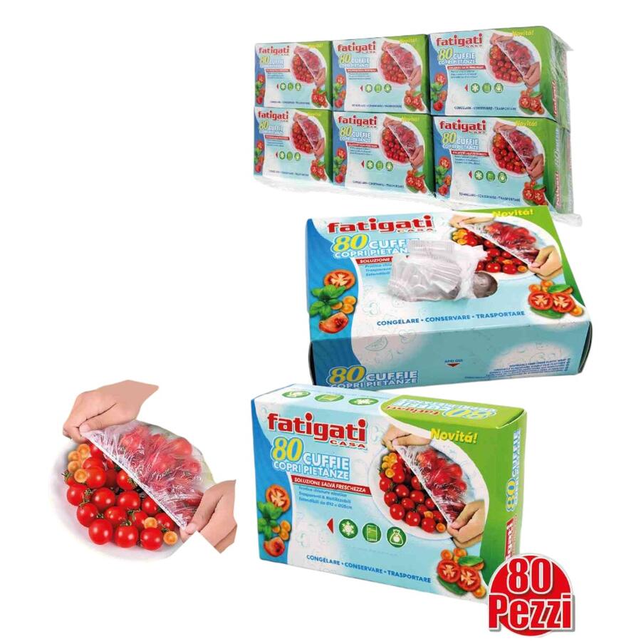 FATIGATI CUFFIE COPRI PIETANZE 80 PEZZI (Confezione da 12 pezzi) 