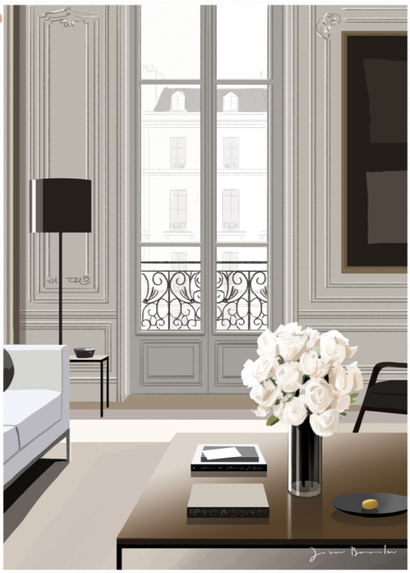 JASON BROOKS, STAMPA 56x76 cm: APPARTEMENT À ST GERMAIN