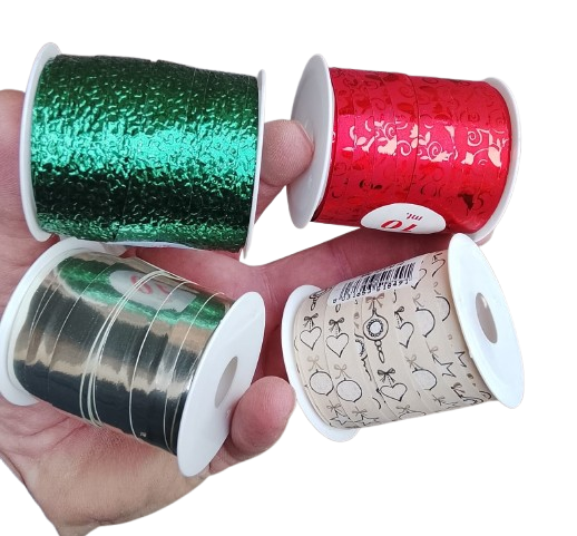 Confezione 12 rotoli nastri natalizi assortiti