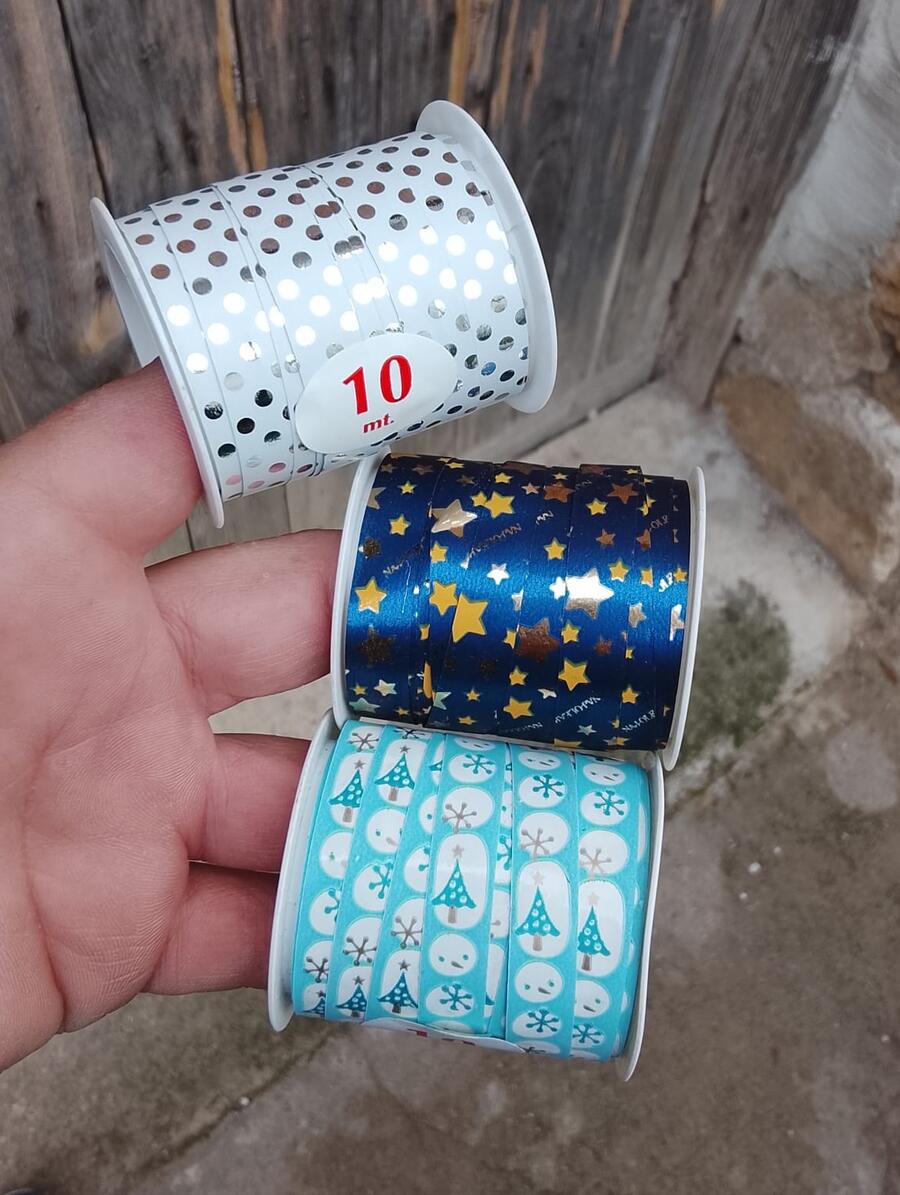 Confezione 12 rotoli nastri natalizi assortiti