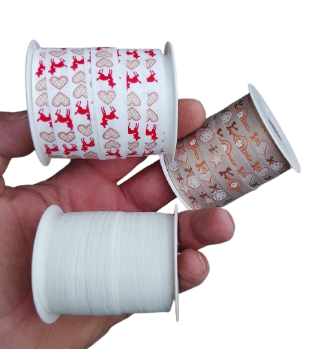 Confezione 12 rotoli nastri natalizi assortiti