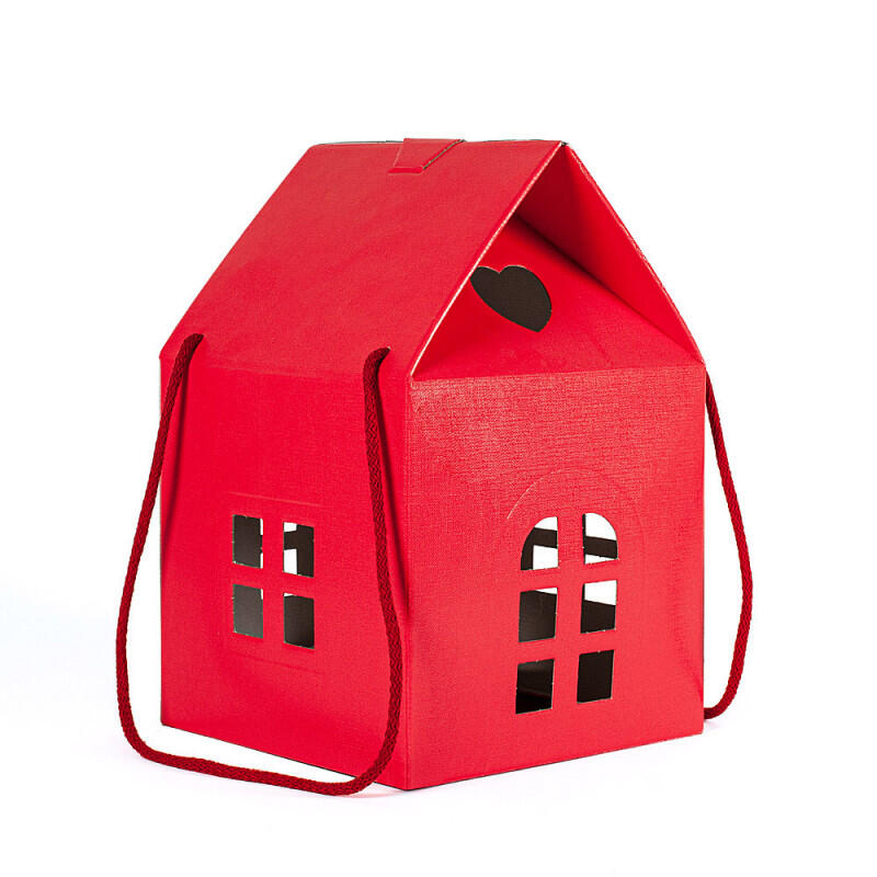 Set 6 Scatole Regalo CASETTA Rossa in Cartoncino Effetto Lino (29,5 x 20 cm) - Ideale Natale/Bomboniere