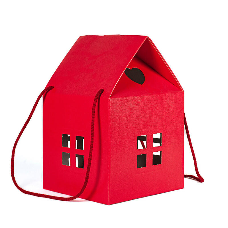 Set 6 Scatole Regalo CASETTA Rossa in Cartoncino Effetto Lino (29,5 x 20 cm) - Ideale Natale/Bomboniere