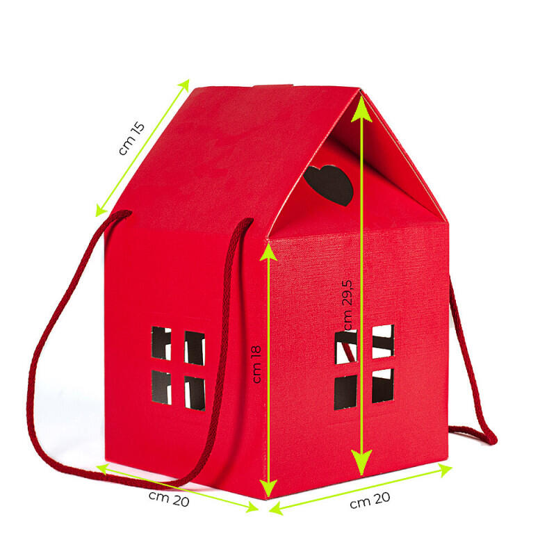 Set 6 Scatole Regalo CASETTA Rossa in Cartoncino Effetto Lino (29,5 x 20 cm) - Ideale Natale/Bomboniere