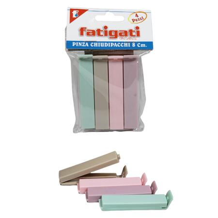 FATIGATI PINZA CHIUDIPACCHI 4 PEZZI 8 CM (Confezione da 12 pezzi) 