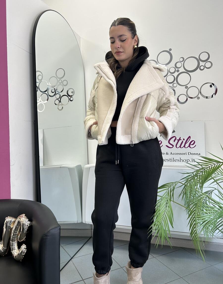 NOVITÀ Giubbotto bomber con inserti eco montone