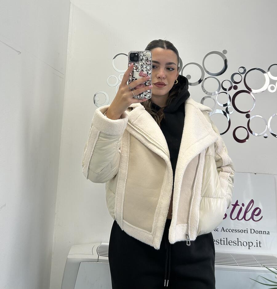 NOVITÀ Giubbotto bomber con inserti eco montone