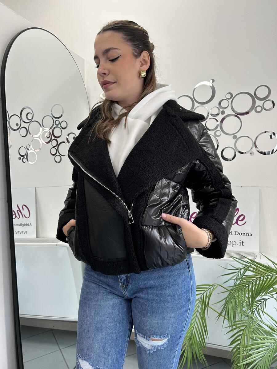 NOVITÀ Giubbotto bomber con inserti eco montone