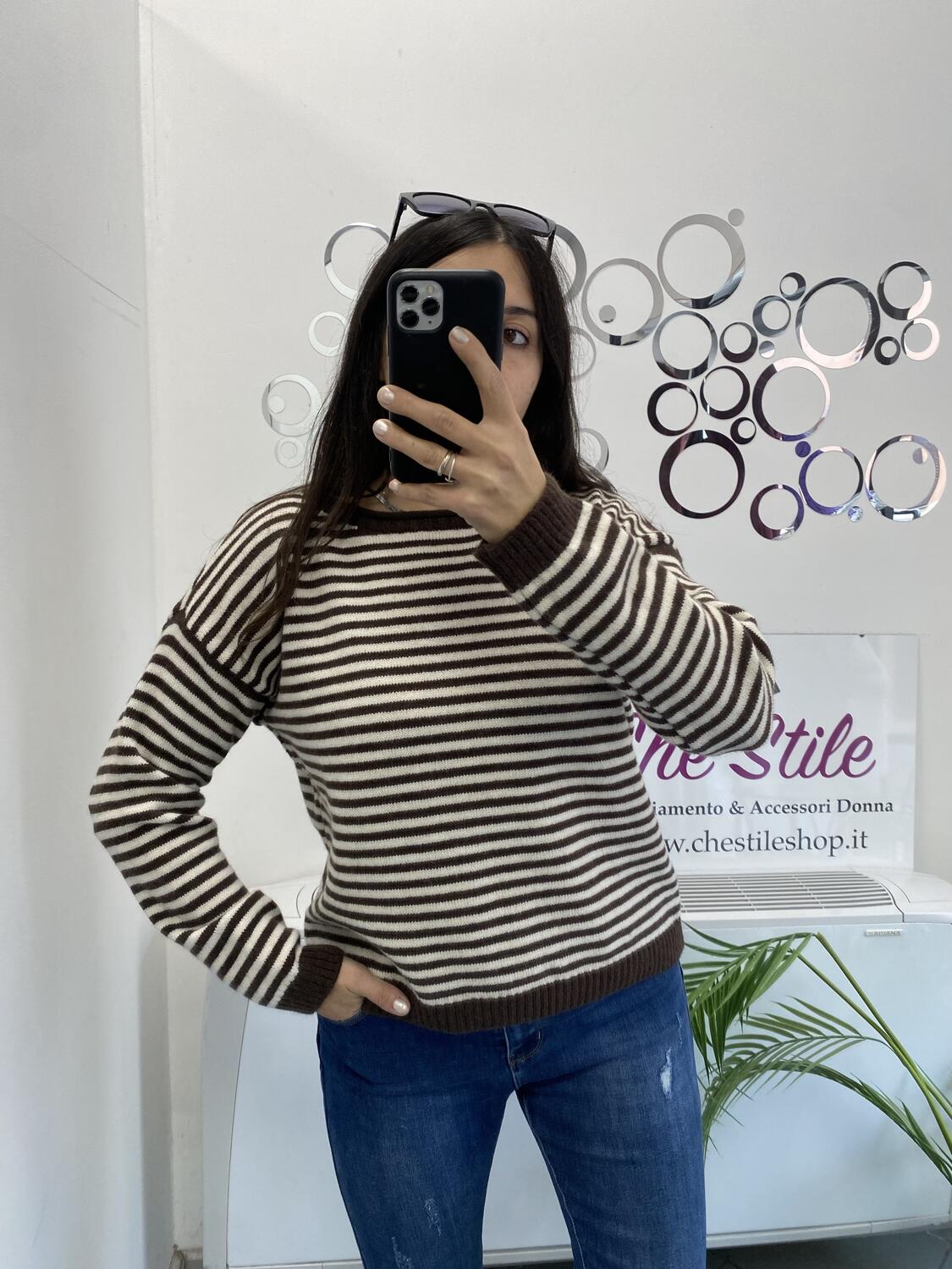 NOVITÀ Pull a righe girocollo in misto lana