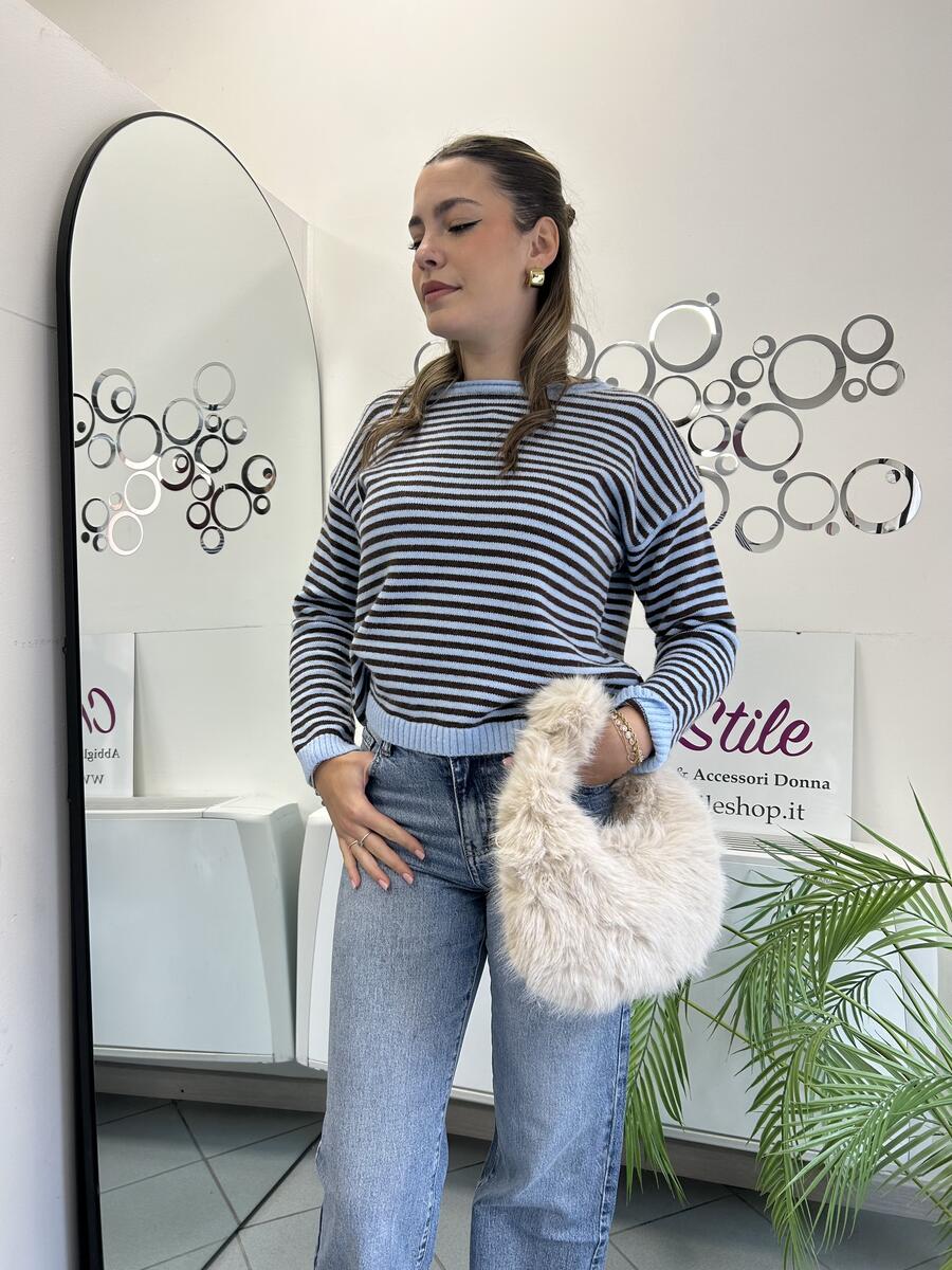 NOVITÀ Pull a righe girocollo in misto lana