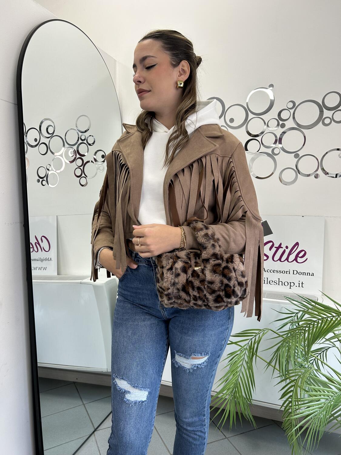 NOVITÀ Giacca scamosciata con frange