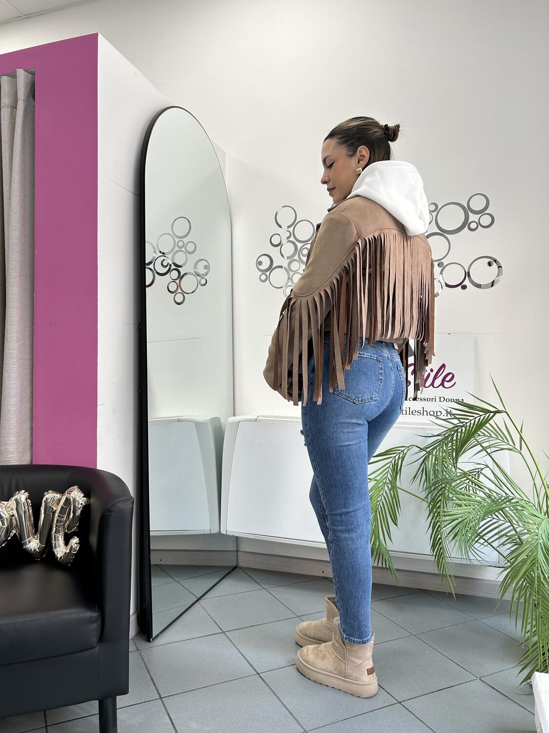 NOVITÀ Giacca scamosciata con frange