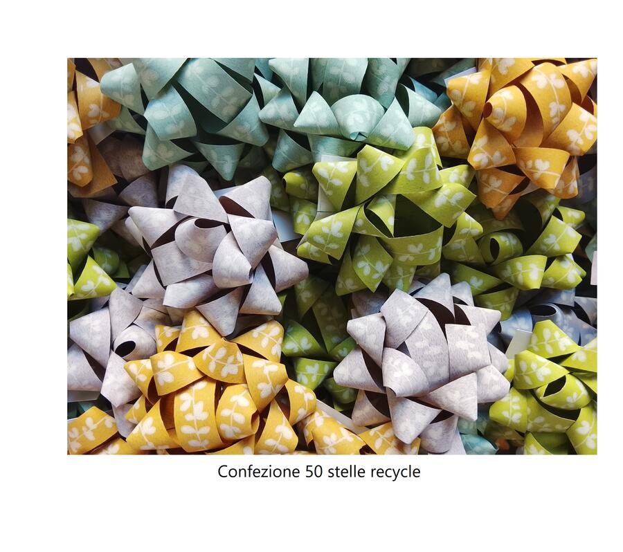 Confezione 50 Stelle Regalo in Carta Riciclata - Design Floreale Made in Italy