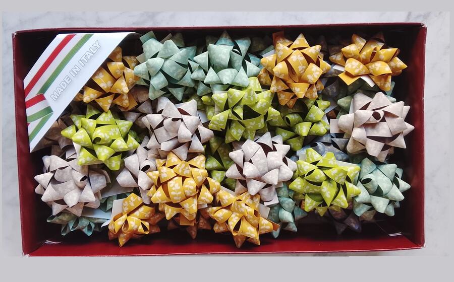 Confezione 50 Stelle Regalo in Carta Riciclata - Design Floreale Made in Italy