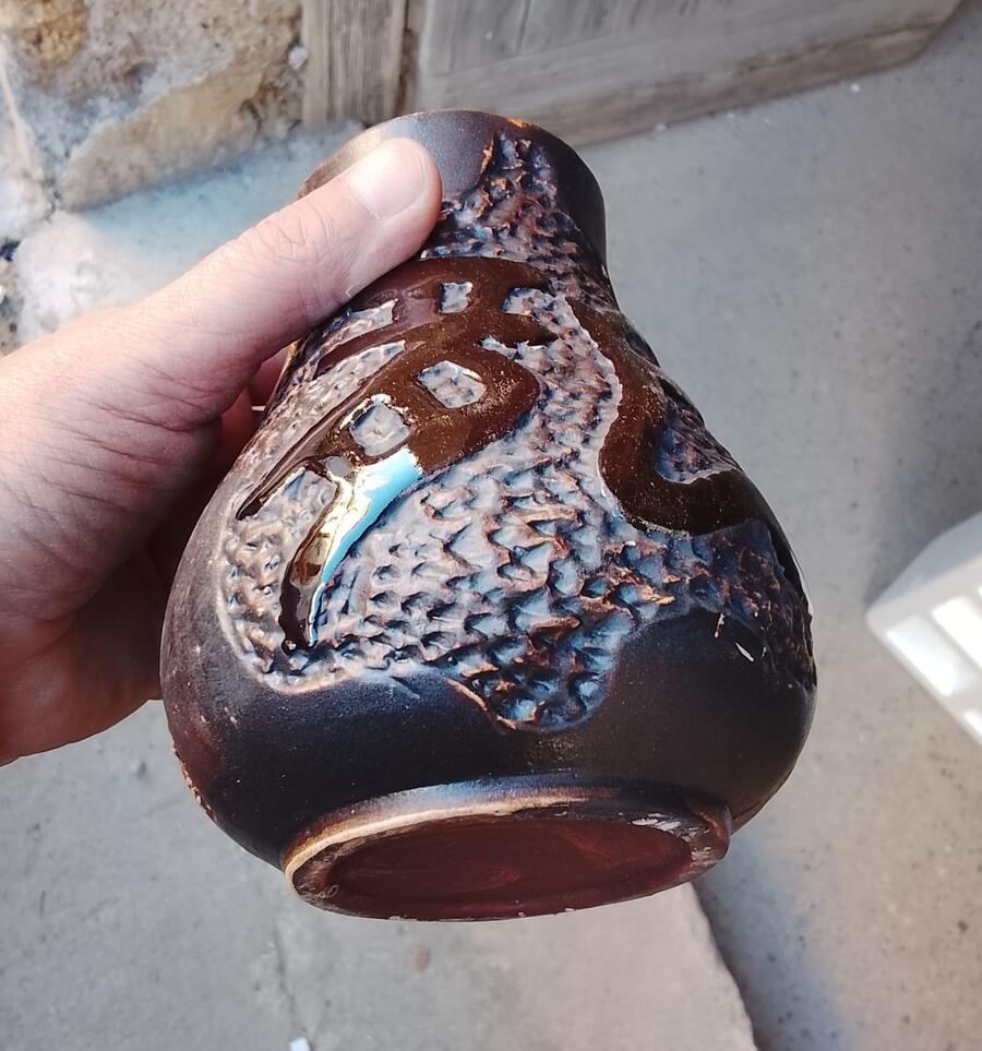 Set 2 Vasi Decorativi in Ceramica Orientale - Texture e Ideogrammi Zen