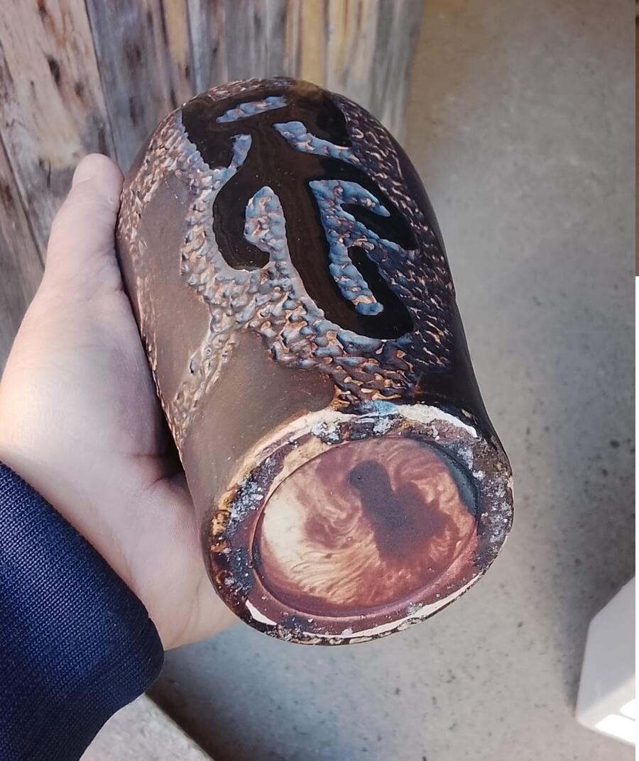 Set 2 Vasi Decorativi in Ceramica Orientale - Texture e Ideogrammi Zen