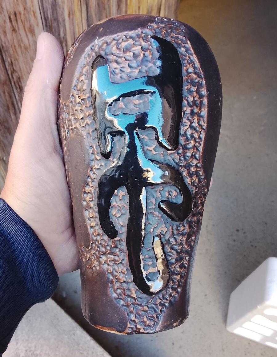 Set 2 Vasi Decorativi in Ceramica Orientale - Texture e Ideogrammi Zen