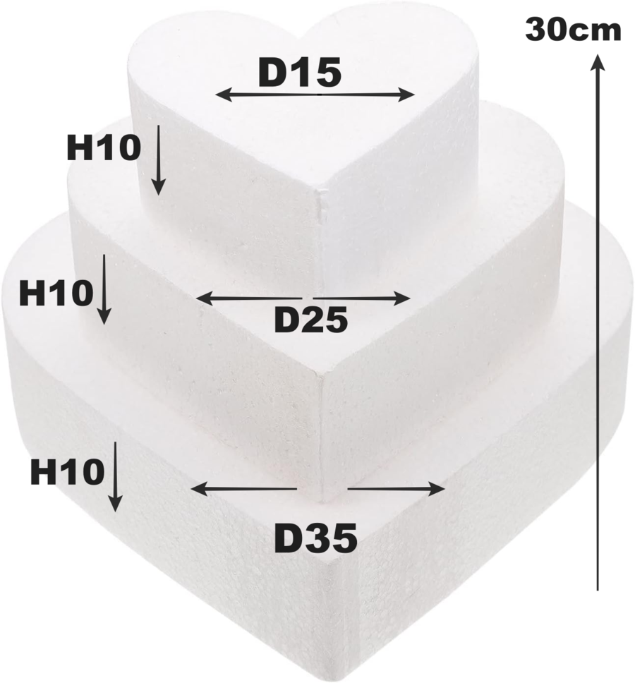 Cuore Torta polistirolo 3 piani