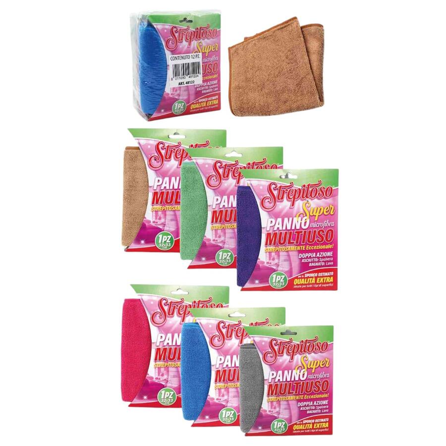 FATIGATI PANNO IN MICROFIBRA 32X33 CM (Confezione da 12 pezzi) 