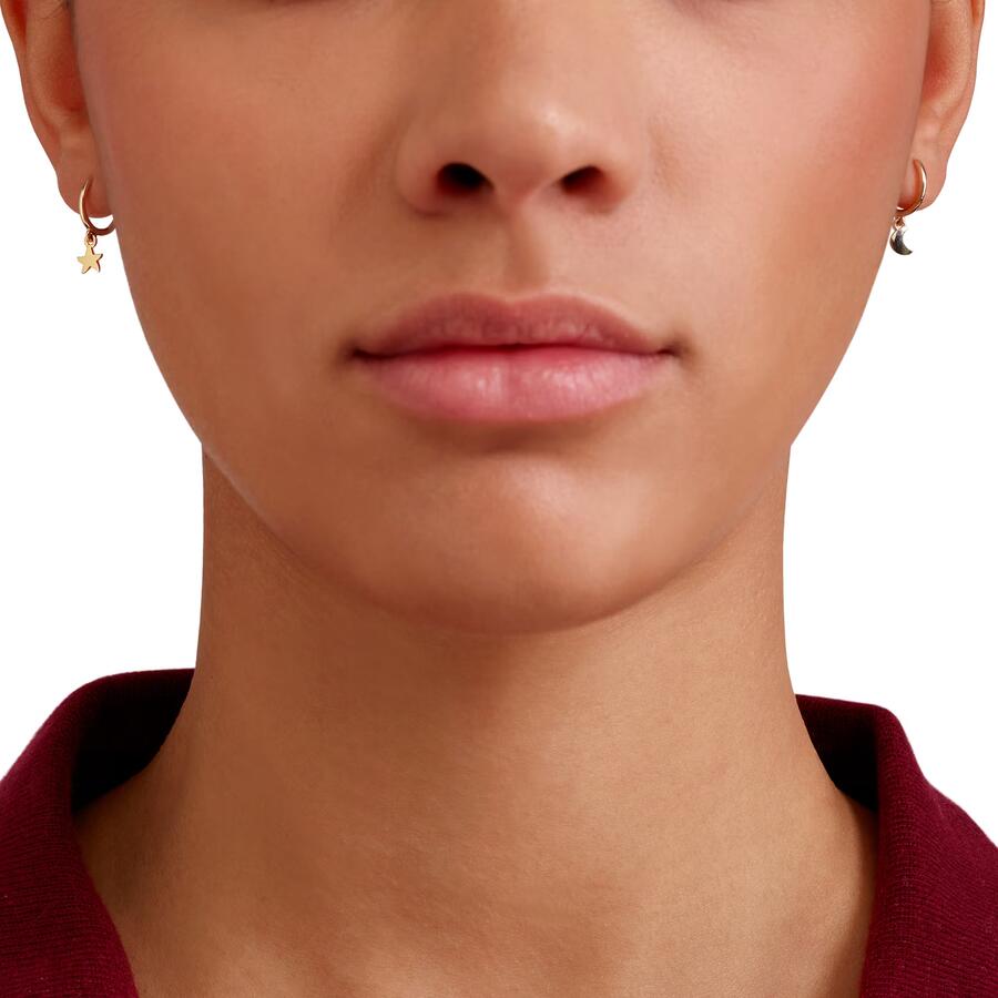 DoDo Orecchini HOOP STELLINA & LUNA ORO GIALLO 