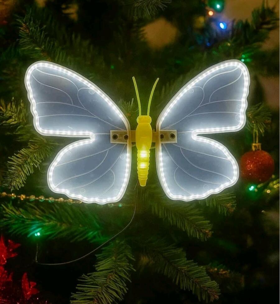 Farfalla luminosa natalizia a led bianco caldo / bianco freddo per Albero di Natale 